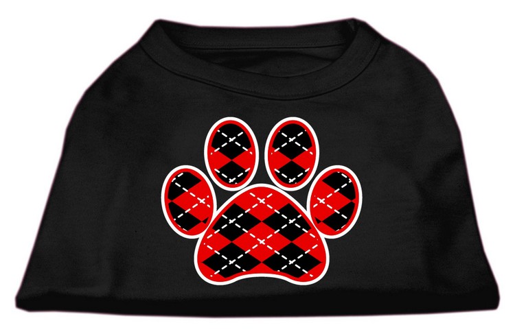 Argyle Paw Red Screen Print Shirt Black XXL